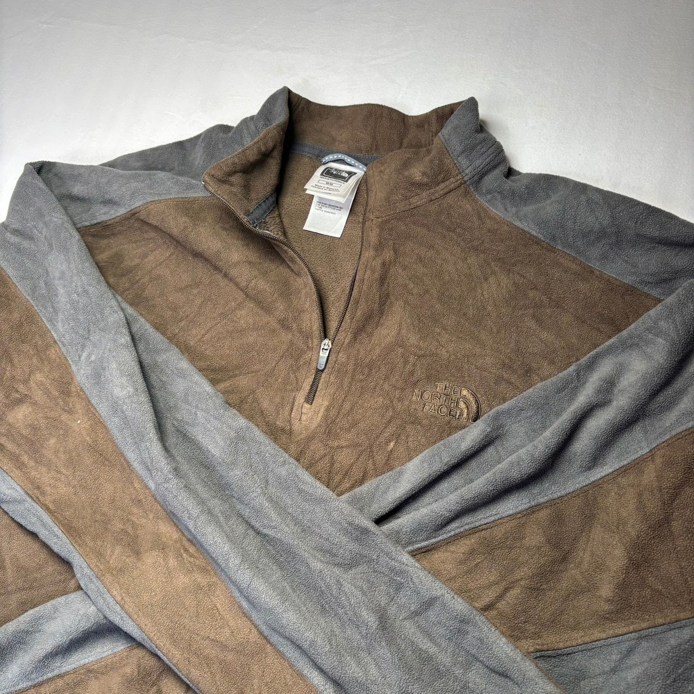 The North Face TKA 100 Fleece Pullover Mens Medium Brown Grey Quarter 1/4 Zip